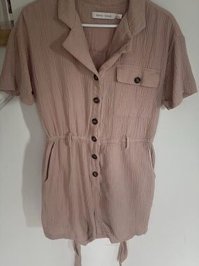 bishop + young Mauve Short-Sleeve Button Romper